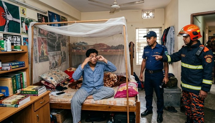 শিক্ষার্থীর ‘ঘুম’ ভাঙাতে হাজির পুলিশ ও ফায়ার সার্ভিস!